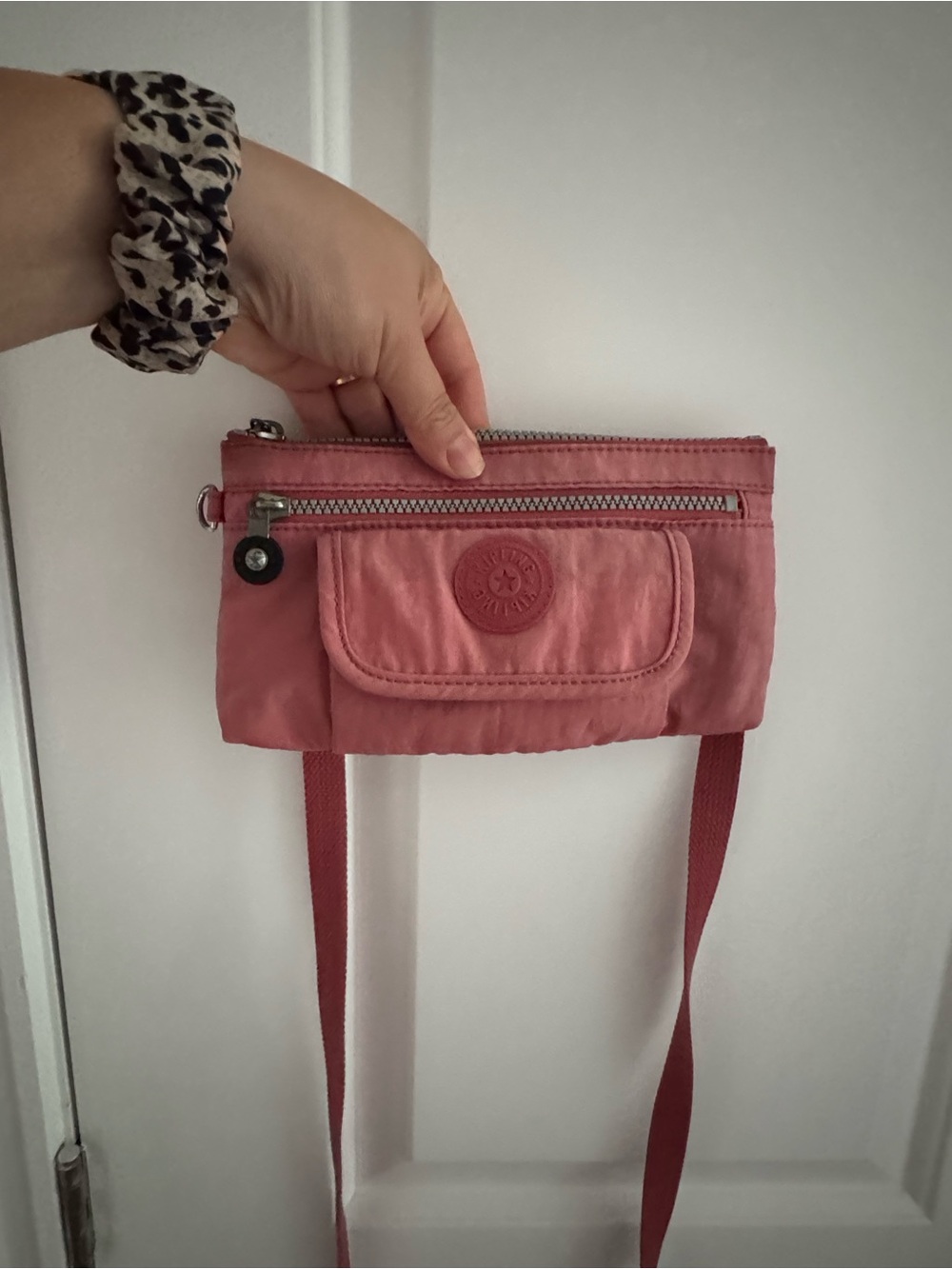 Kipling Rose Pink Nylon Crossbody Pouch